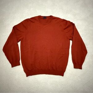 Brooks Brothers 346 Merino Wool Crewneck Sweater Men’s Large Rust Orange Stretch